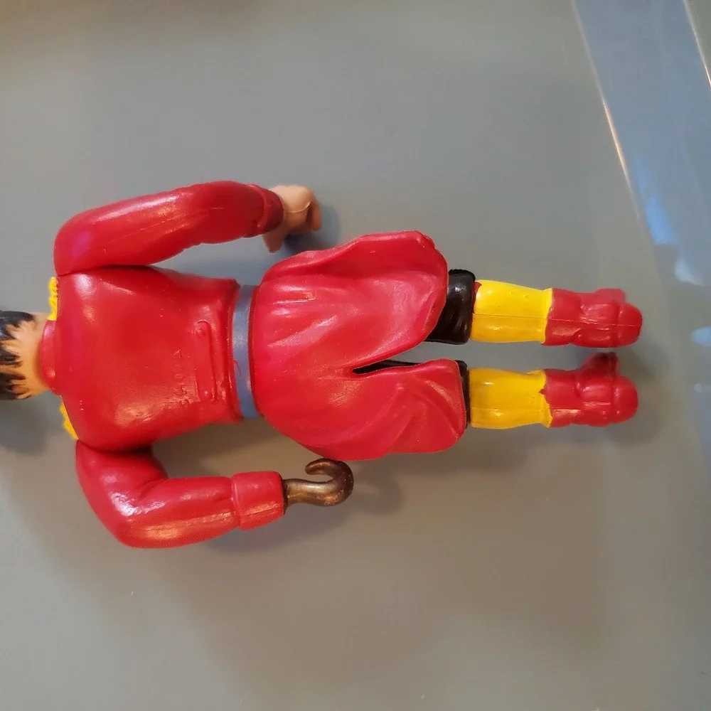 Vintage Captain Hook Action Figure Peter Pan Pirate Toy Red Coat Blue Hat 6 Inch